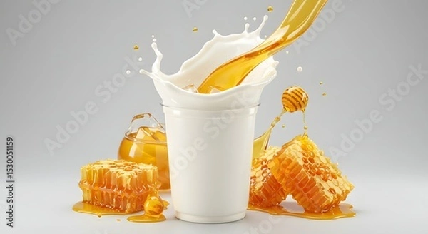 Obraz Honey Milk Splash: A Sweet and Creamy Delight