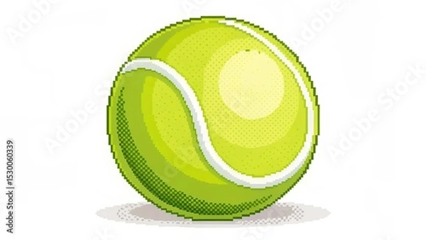 Fototapeta Tennis Ball Pixel Art in 8-Bit Style – Bright Green Sports Icon on White Background
