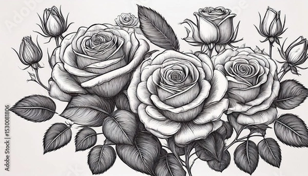 Obraz elegant hand drawn sketches of roses capturing the beauty of nature in detailed line art