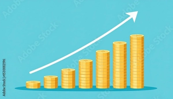 Fototapeta Gold Coin Bar Graph Showing Increase