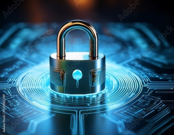 Obraz a captivating close up image of a digital lock representing safety and defense in the modern digital world