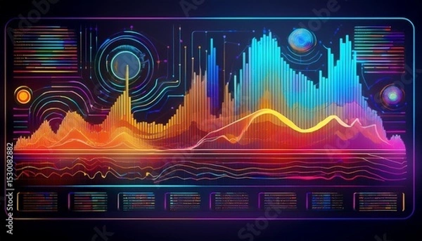 Obraz futuristic data visualization interface with vibrant colors