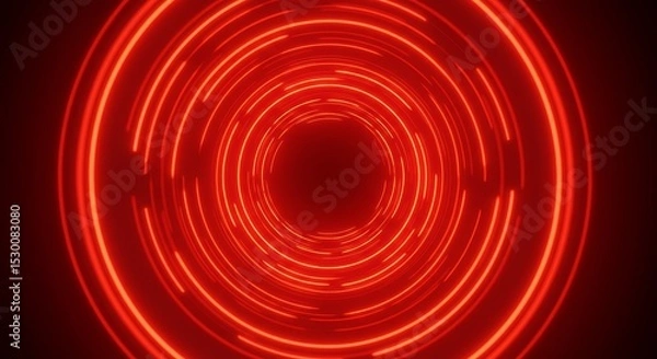 Fototapeta Abstract Red Glowing Circles Tunnel Background Light Pattern Illustration