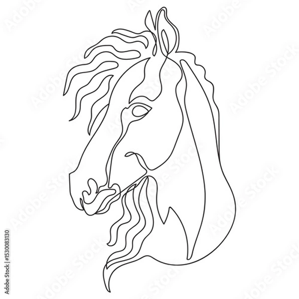 Fototapeta One line drawing art of horse head vector illustration