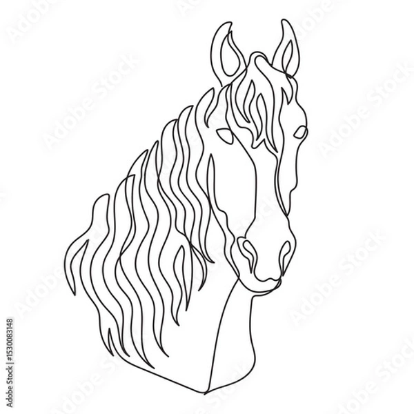 Fototapeta Horse head in one continuous line drawing vector