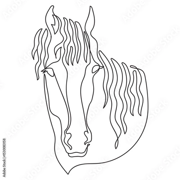 Fototapeta Line art Horse head in one continuous line drawing vector