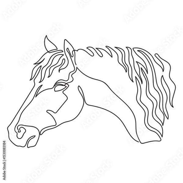 Fototapeta Pony head in profile one continuous line drawing vector