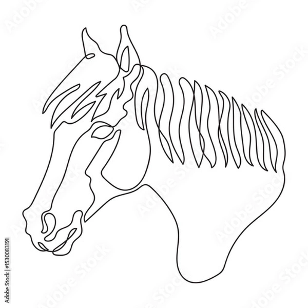 Fototapeta Grace horse head in profile one continuous line drawing vector