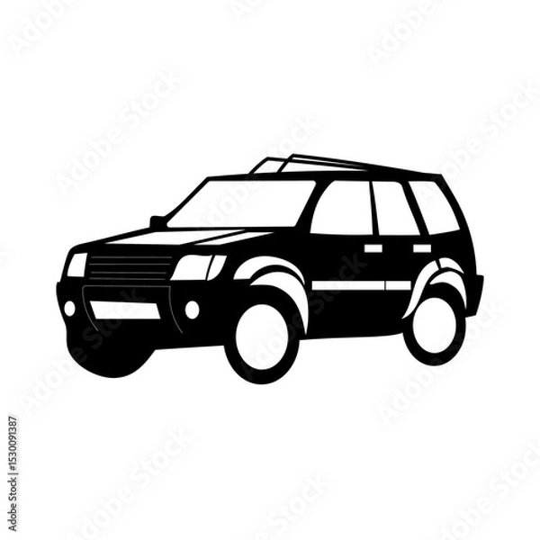 Fototapeta SUV icon. Off-road vehicle symbol. Black silhouette shape. Vector SUV illustration.