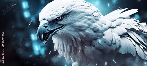 Obraz white griffin in Delfts Blauw, ai generative