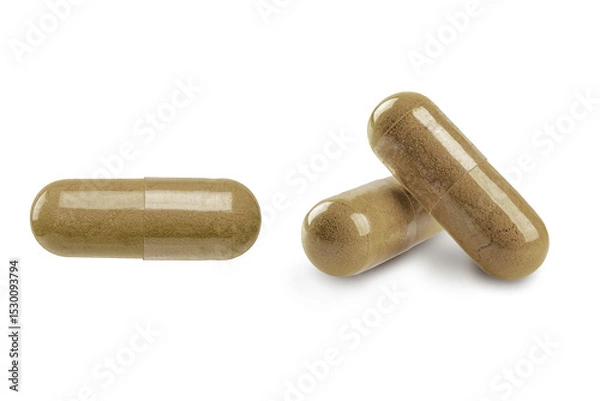 Obraz Herbs capsule isolated on white background.