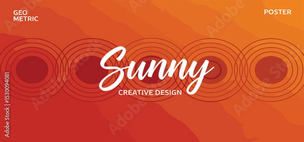 Fototapeta Creative concept of summer bright cover, card or horizontal poster in minimal style for corporate identity, branding, social media ads, promo. Modern design template in trendy retro geometric