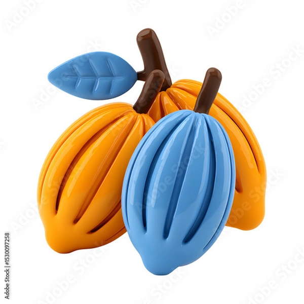 Fototapeta Colorful cocoa pods illustration against a transparent background for confectionery use