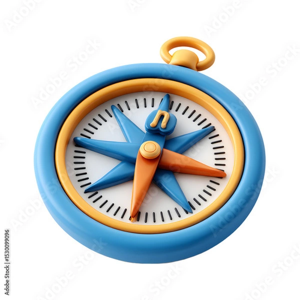 Fototapeta Cartoon Compass Illustration Depicting Adventure and Exploration in Three Dimensions