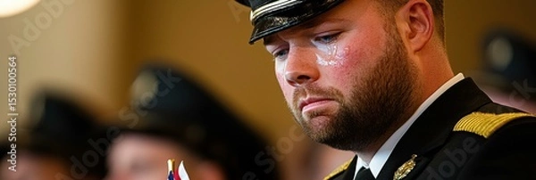 Fototapeta Military man in uniform. AI.