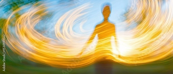 Fototapeta Abstract art with a person's silhouette. AI.