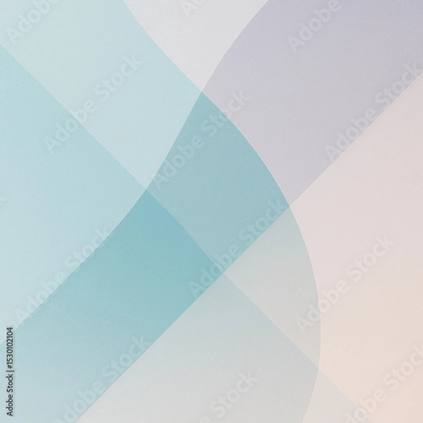 Fototapeta Minimalist geometric abstract background with layered translucent shapes, cool pastel tones, modern design, soft gradients, and clean composition.