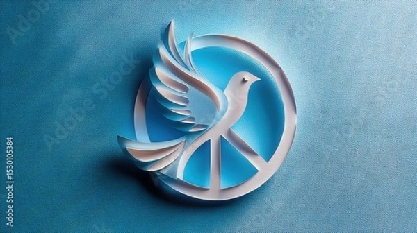 Fototapeta A minimalist abstract design featuring a white dove in a circular shape symbolizing peace freedom and spiritual harmony