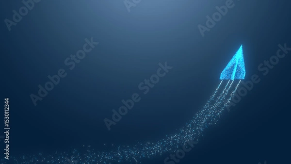 Fototapeta A vibrant, futuristic arrow design with glowing effects, symbolizing direction, innovation, and technology in a digital space.