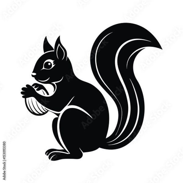 Obraz Simple abstract squirrel logo with nut element vector illustration