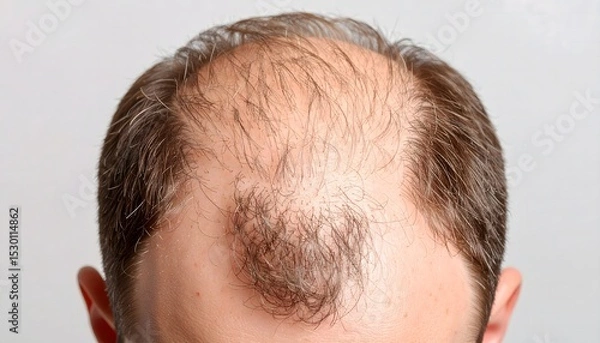 Fototapeta Close-up shot of male balding scalp