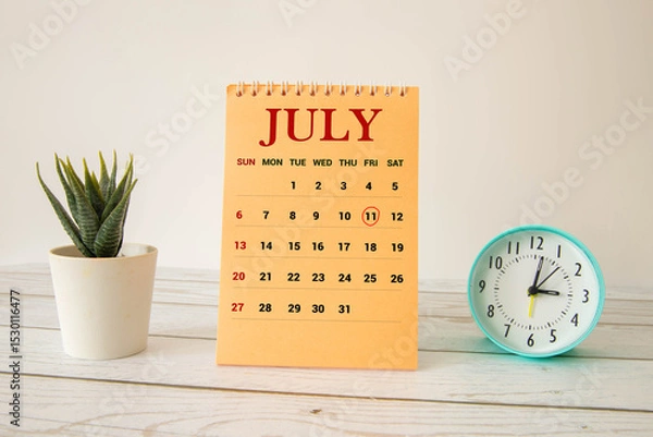 Fototapeta July 11. Hand writing text World Benzodiazepine Awareness Day on calendar date.