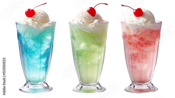 Fototapeta 透明感のある3種のクリームソーダ、透過素材