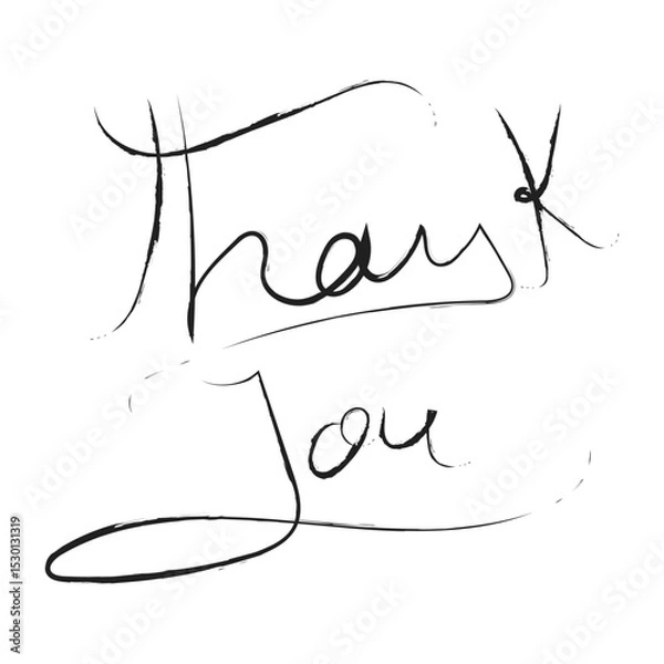 Obraz Thank you greeting ink brush vector calligraphy. Thank you in Hand drawn or handwritten calligraphy Inscription sign water color appreciation card. Modern brush calligraphy, gratitude word