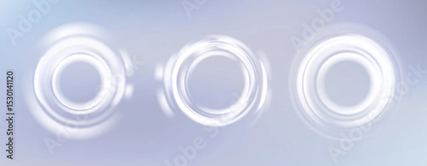 Fototapeta White Light Glow Effect. Abstract Shine Rings on a White Background. Vector Round Neon Shape. Flare Circular Design Elements.