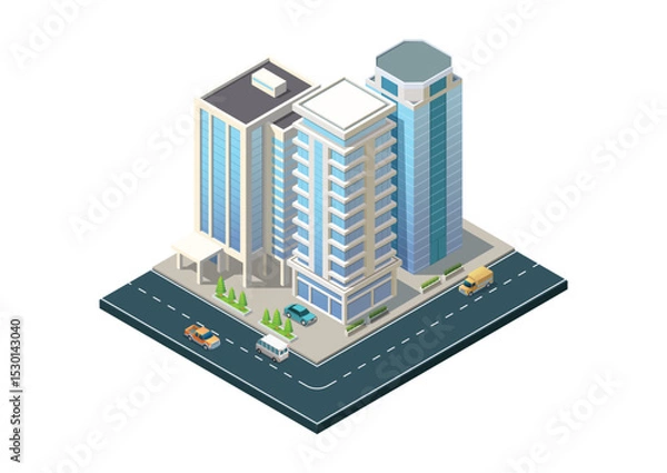 Fototapeta City with modern building and highway