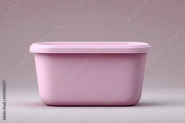 Fototapeta A pink rectangular plastic container, perfect for storing items with its clean design.
