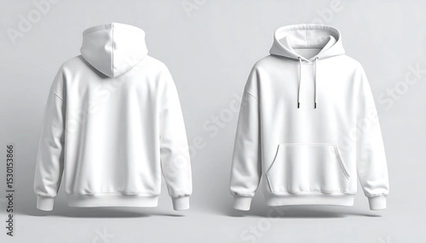Fototapeta White hooded sweatshirt mockups with front and back.