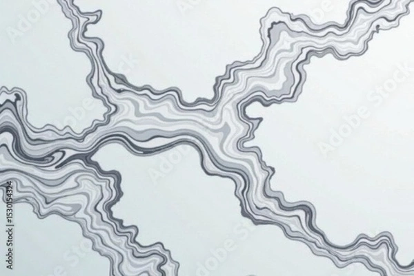 Fototapeta Swirling veins of white and grey marble, close-up texture , smooth, light