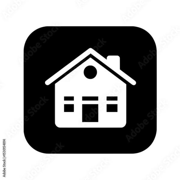 Fototapeta Solid house icon in black rounded square for homepage or dashboard navigation