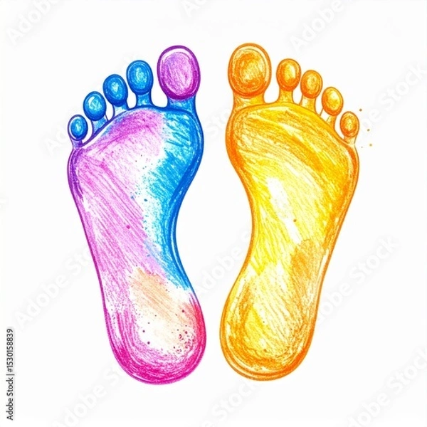 Obraz Colorful Crayon Footprints Illustration