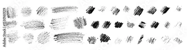 Fototapeta Crayon pencil hand-drawn gritty vector texture collection. Grungy grainy halftone vintage hatching design elements. Black crosshatch charcoal scribbles on white bg. Punk grunge hatch textures set