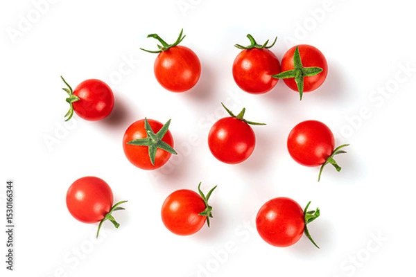 Obraz Fresh tomatoes isolated on white background. top view