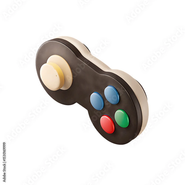 Fototapeta Black gaming controller joystick gamepad for video games console and entertainment isolated on black background 