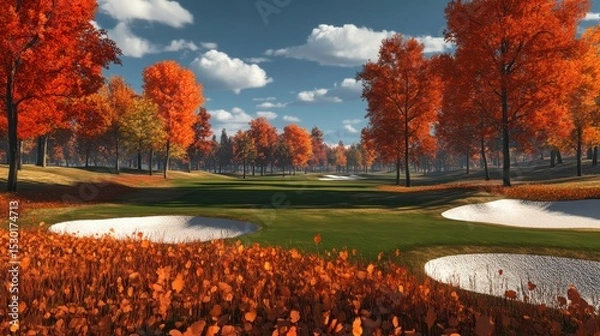 Obraz Autumn Golf on the Beautiful Mountain Course in North Carolina