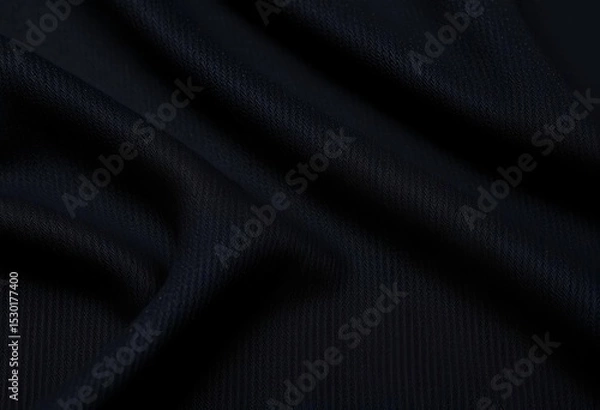 Fototapeta Deep black jersey knit, luxurious close-up texture showing subtle weave and sheen,  jersey knit texture,  texture