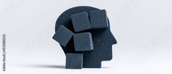 Obraz Mental health awareness campaign global digital art minimalist design eye-level view conceptual representation of inner struggles