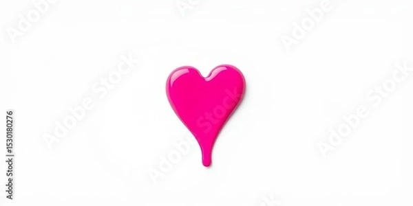 Obraz Liquid pink lipstick heart shape, isolated on white,   lip product,   shape