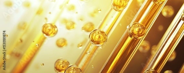 Obraz Golden liquid molecules in motion.