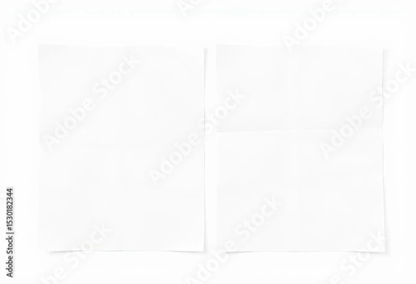 Fototapeta Two blank white paper sheets, isolated on white background with clipping path, office, flyer