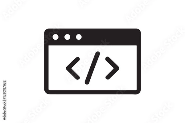 Fototapeta Web Code silhouette vector with white background