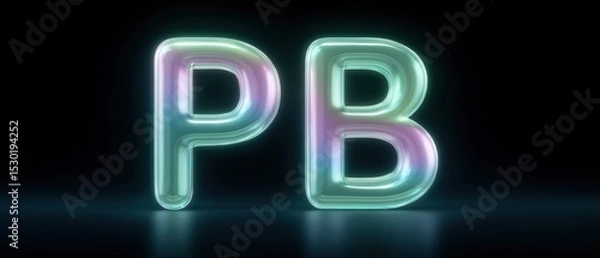 Obraz Illuminated pb logo design digital studio graphic art futuristic environment close-up view modern concepts for branding