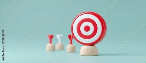 Obraz Achieving goals a target illustration in a minimalistic studio environment with focus on precision and clarity