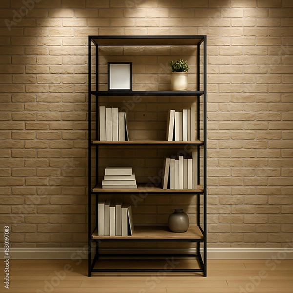 Fototapeta Modern Industrial Bookshelf Design Stylish Storage Solution for Home and Office