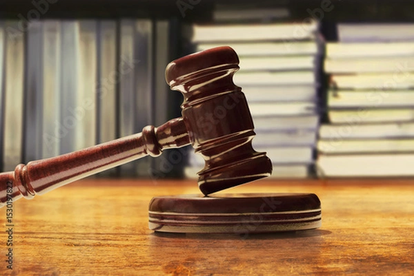 Fototapeta Judge gavel on wooden table