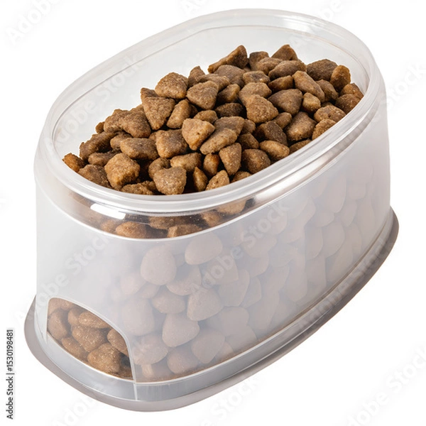 Fototapeta Pet food container filled with dry kibble. isolated on transparent background